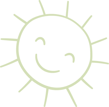 A green sun with a smiley face on it.